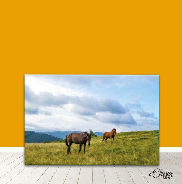Horses In The Field (Single Panel) | Animal Wall Art