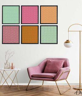 Textured Colorful Tiles (6 Panels) | Abstract Wall Art