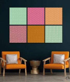Textured Colorful Tiles (6 Panels) | Abstract Wall Art