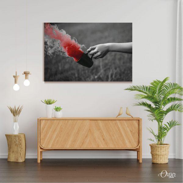 Red Smoke Out Of Cup (Single Panel) | Abstract Wall Art