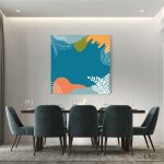 Blue Layered Vector Tropical Abstract Wall Art