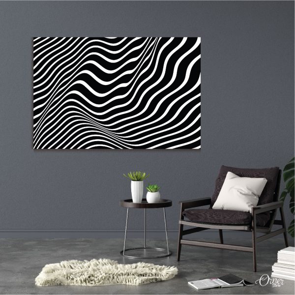 Black & White Abstract Psychedelic Pattern Abstract Wall Art