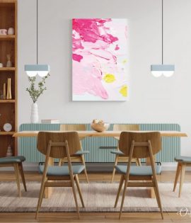 Pink Textured Paint Strokes Abstract Wall Art