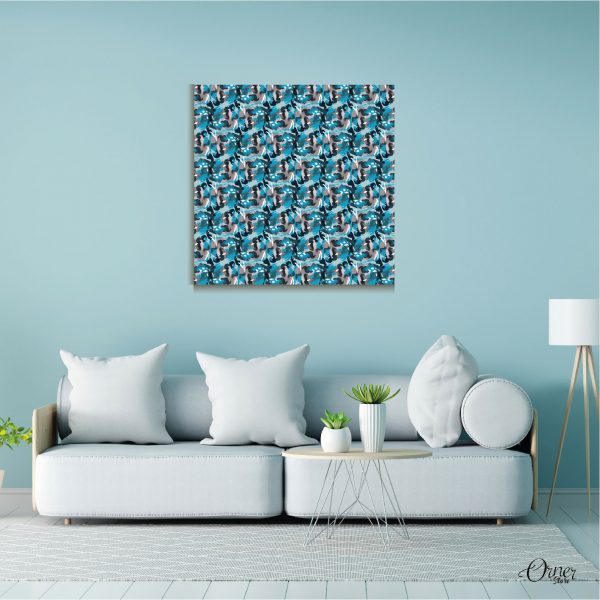 Blue and Grey Abstract Confetti Art Abstract Wall Art