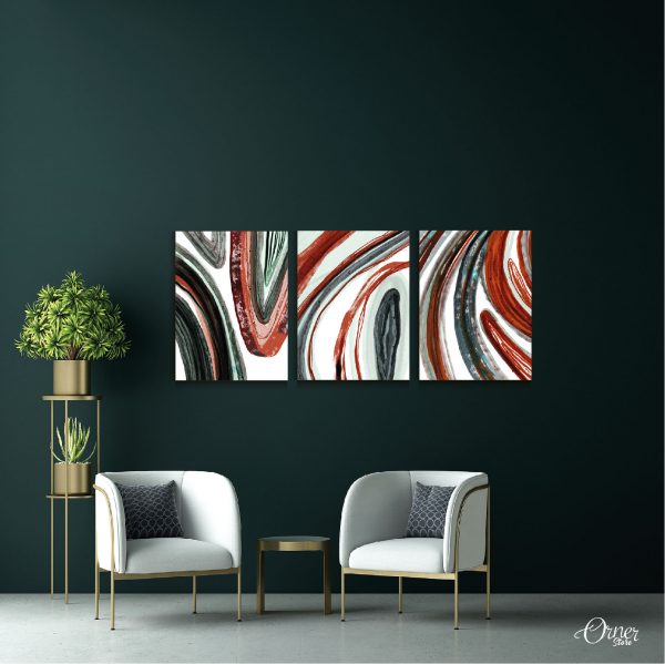Red And Green Colors Flow Marble Abstract Wall Art