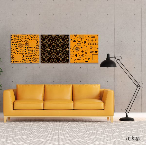 Black & Orange Spiral Art Abstract Wall Art