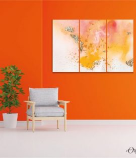 Gold Foil On Rose Pink Abstract Wall Art