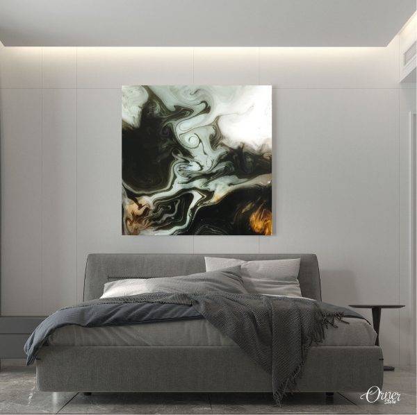 Black Spilled Ink Marble Abstract Wall Art