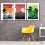 mountains and forest abstract landscape nature wall art