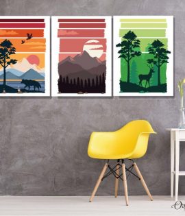 mountains and forest abstract landscape nature wall art