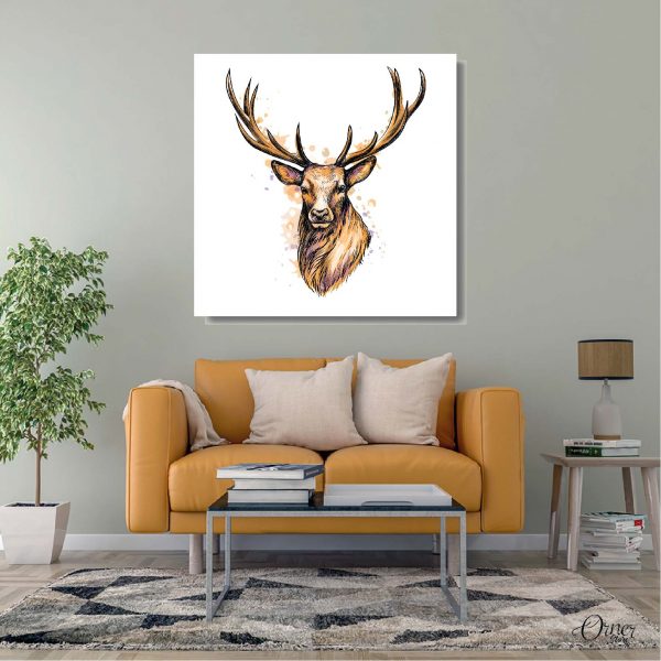 deer head digital illustration animal wall art