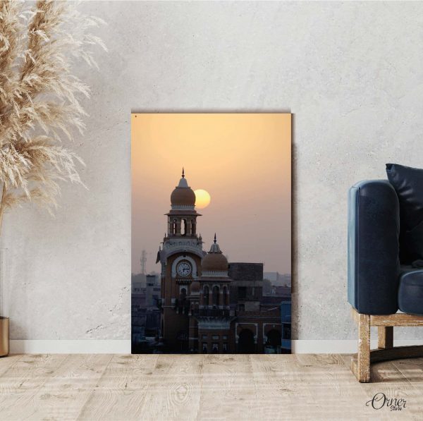 Sunset View Of clock Tower Architecture Wall Art