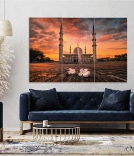 sunset view of mosque islamic wall art