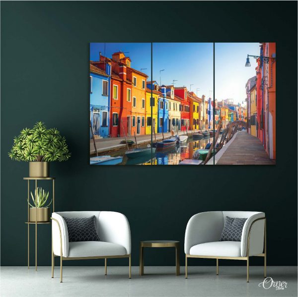 colorful venice canal buildings and boats travel wall art