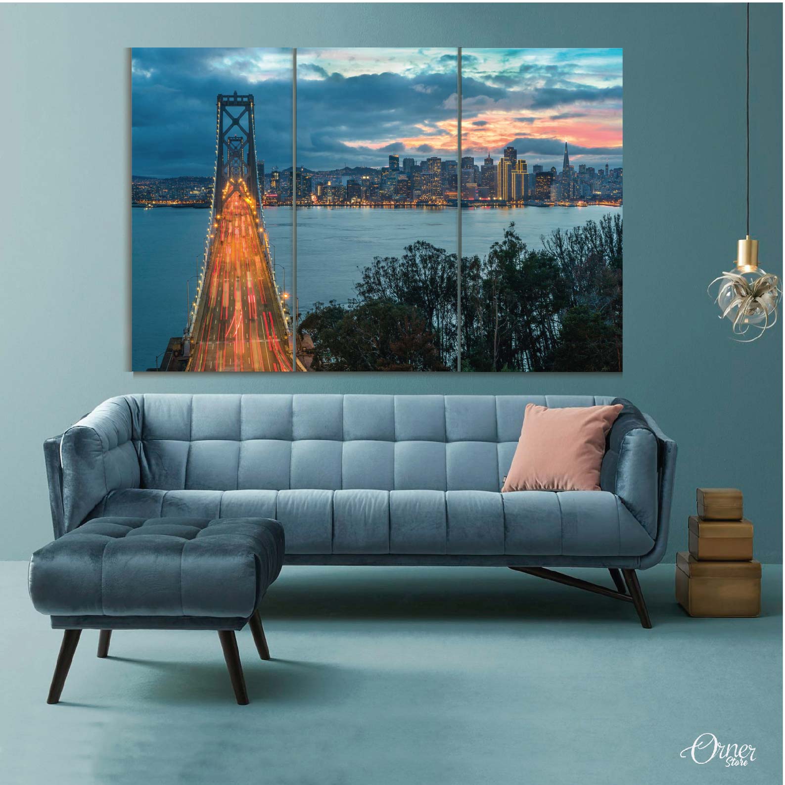 A Mansion In Lake (3 Panels) Lanscape Wall Art - Orner Store