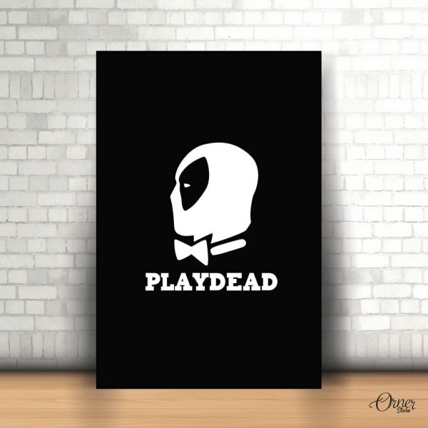 black and white Deadpool play dead poster wall art