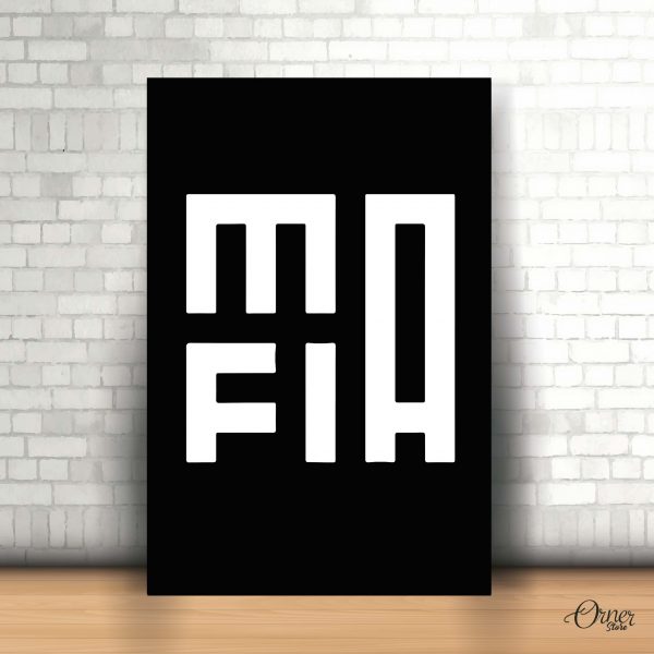mafia typography black and white poster wall art