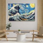 great wave at starry night digital paintings