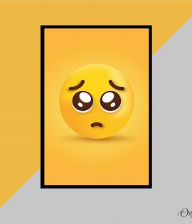 pleading face emoji wall art