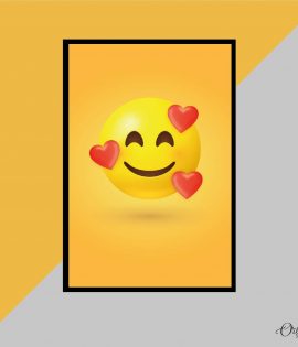 smily face with heart emoji wall art