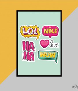 text stickers emoji wall art