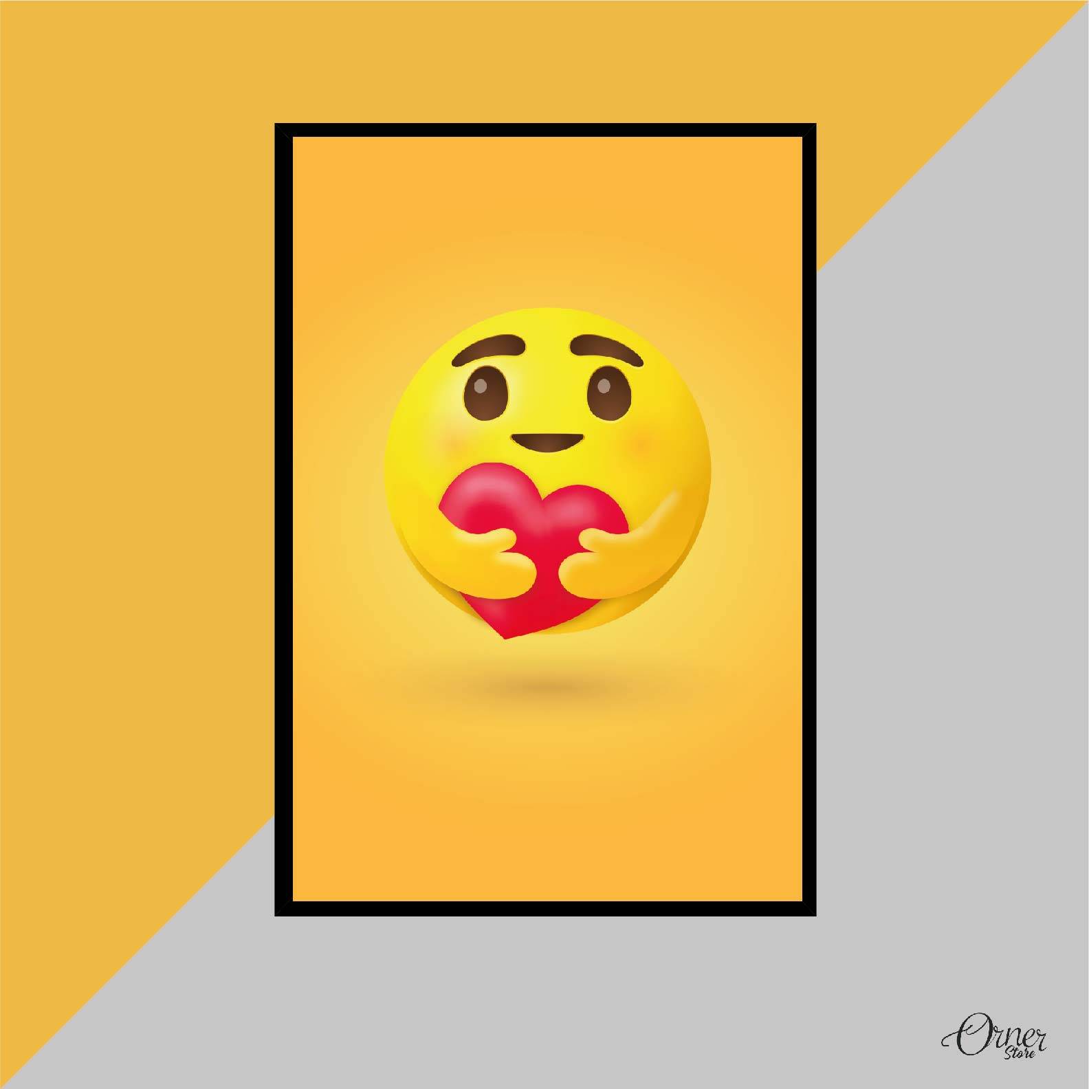 care emojis hugging a red heart