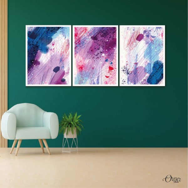 purple and blue watercolor style art abstract wall art