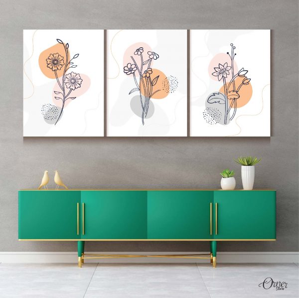 abstract flowers line wall art