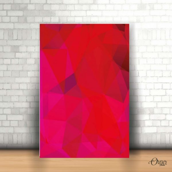 red polygonal geometric wall art