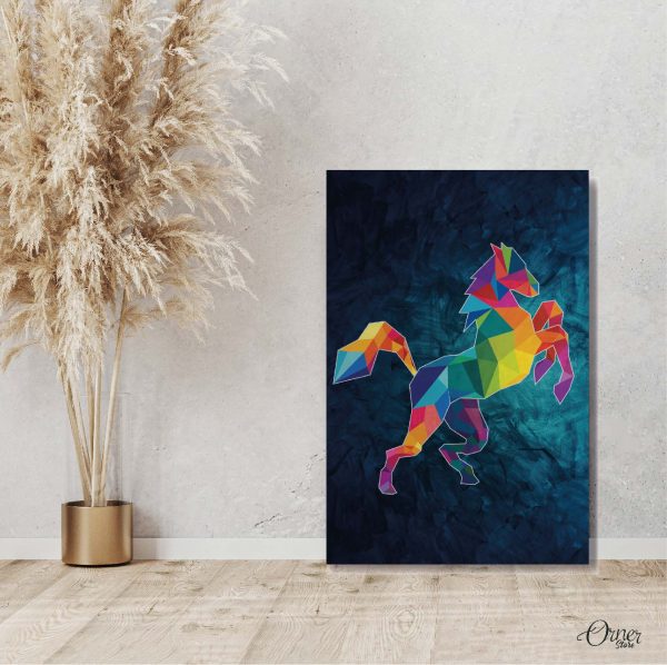 colorful crystal horse animal wall art
