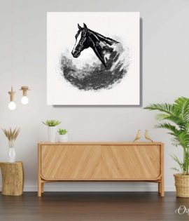 vintage black and white horse head animal wall art