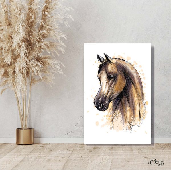 horse head digital illustration animal wall art