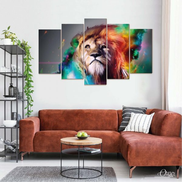 colorful lion art animal wall art