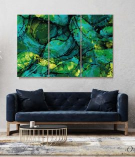 green and black splash marble abstract wall art