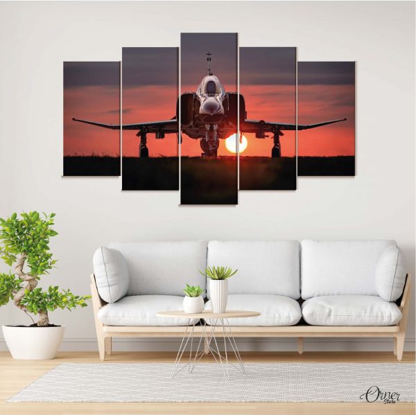 fighter jet plane at sunset f5 phantom aircraft wall art