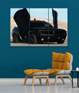 black dodge challenger srt car wall art