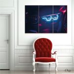 bmw m4 neon front look car wall art