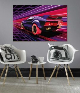 retro style supercar digital art car wall art