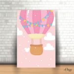 pink hot air ballon nursery poster wall art