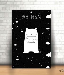 sweet dream polar bear nursery poster wall art