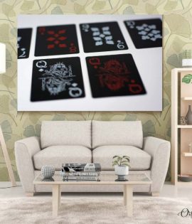 black white and red playing cards poster wall art