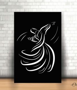 black and white dervish line poster wall art