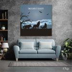 howling wolves silhoutes animal wall art