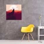 wolf and birds silhouette animal wall art