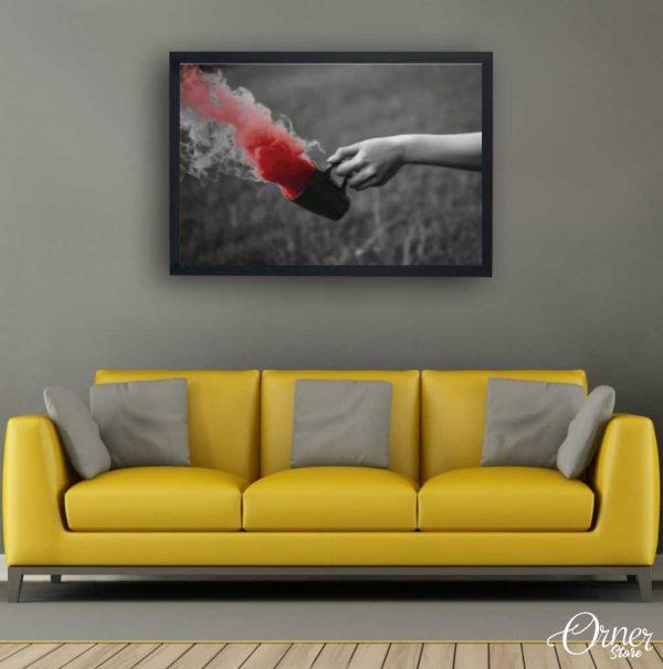 Red Smoke Out Of Cup (Single Panel) | Abstract Wall Art