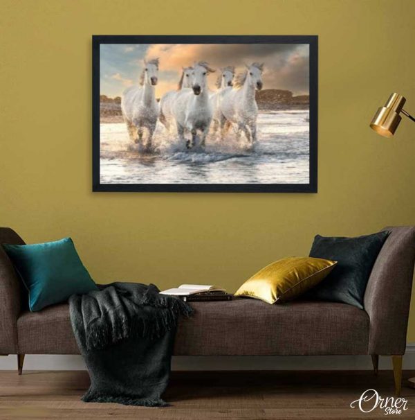 Horses Splashing Water (Single Panel) | Animal Wall Art
