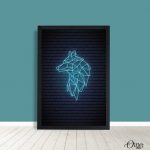 Blue Neon Wolf Abstract Art (Single Panel) | Poster Wall Art