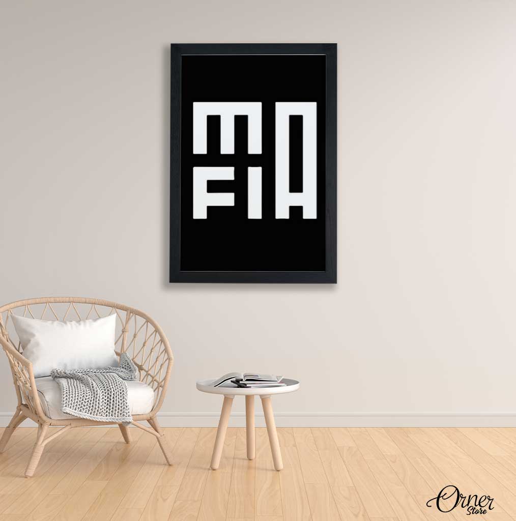 Mafia Typography B&W | Poster Orner Wall Art Store 