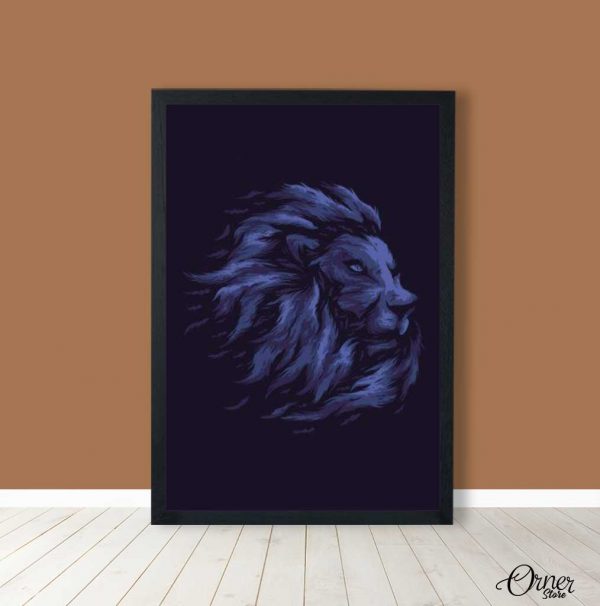 Blue Lion Head (Single Panel) | Animal Wall Art