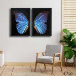 Blue Aega Morpho Butterfly Art | Set of 2 | Animals Wall Art